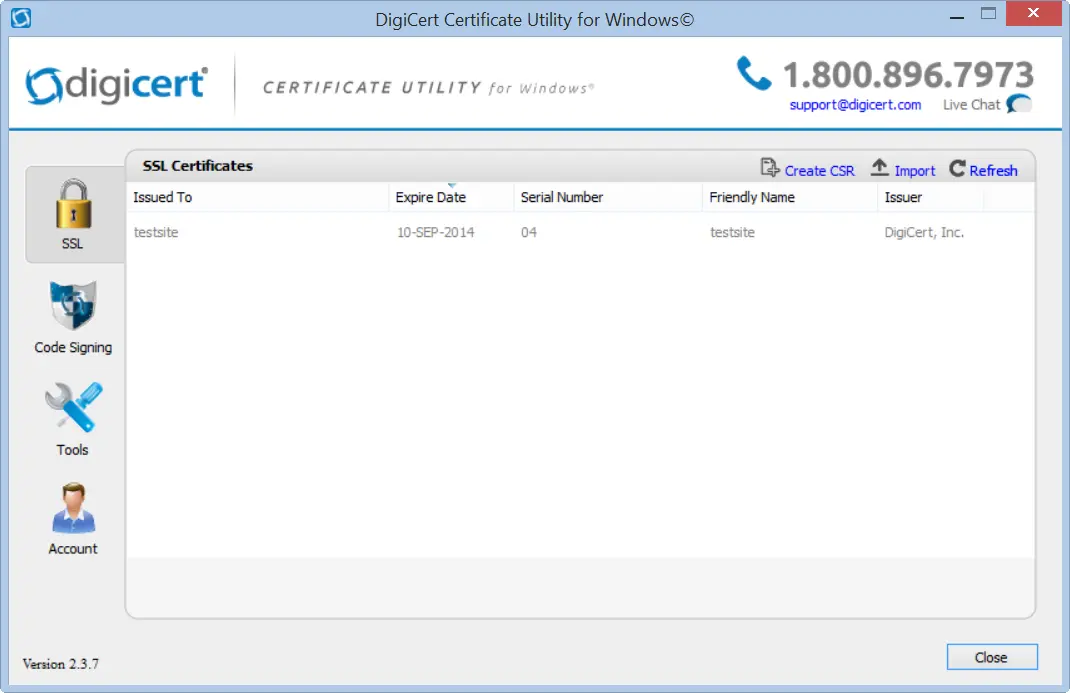 DigiCert Certificate Utility für Windows