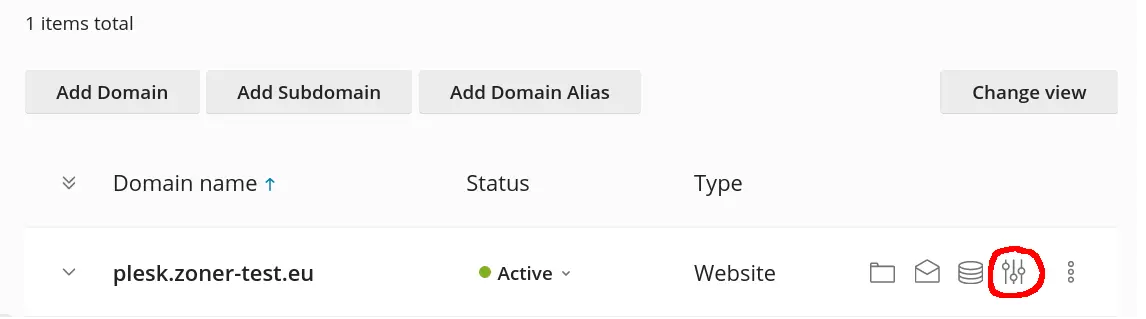 Hosting settings in Plesk