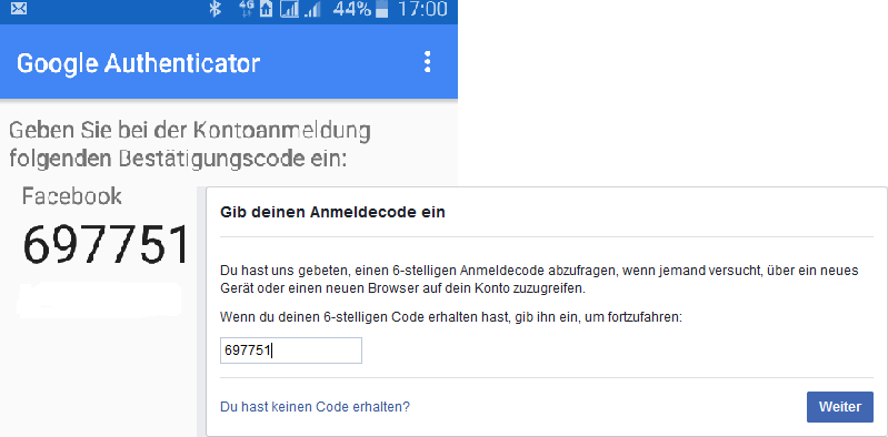 Generierung des Codes im Google Authenticator