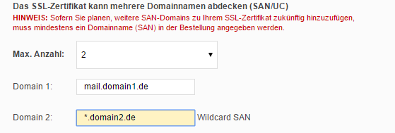 Bestellung von SAN-Namen