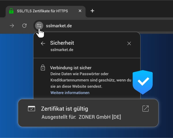 Darstellung des EV-Zertifikats im Browser