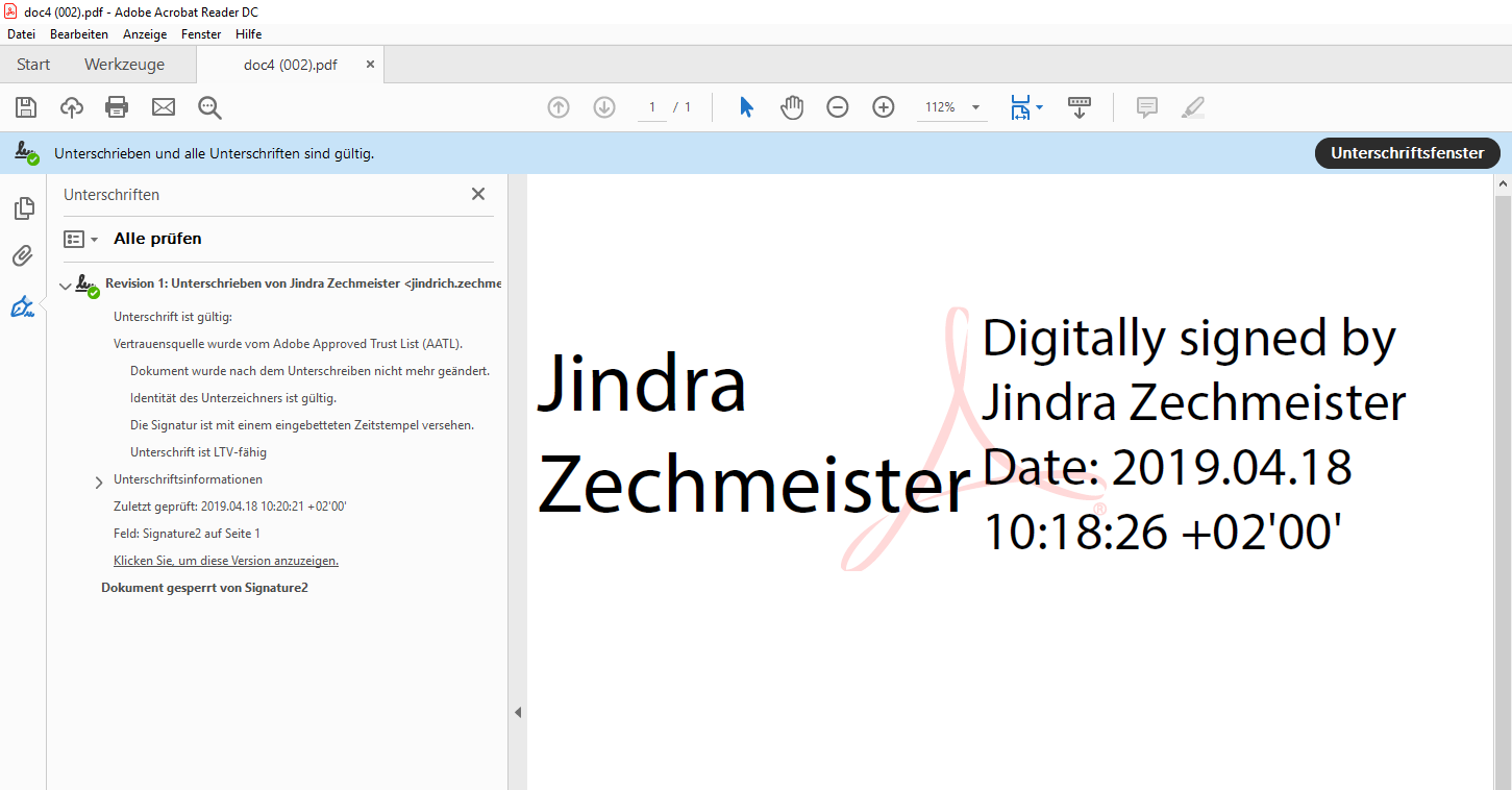 Signatur in Adobe Reader