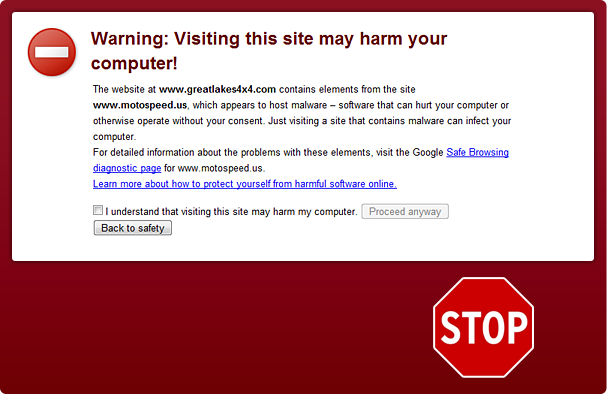 Browser Alert - Google Malware  title=