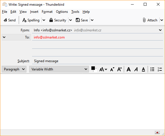 Signierung der Nachricht in Thunderbird