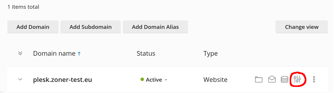 Hosting settings in Plesk
