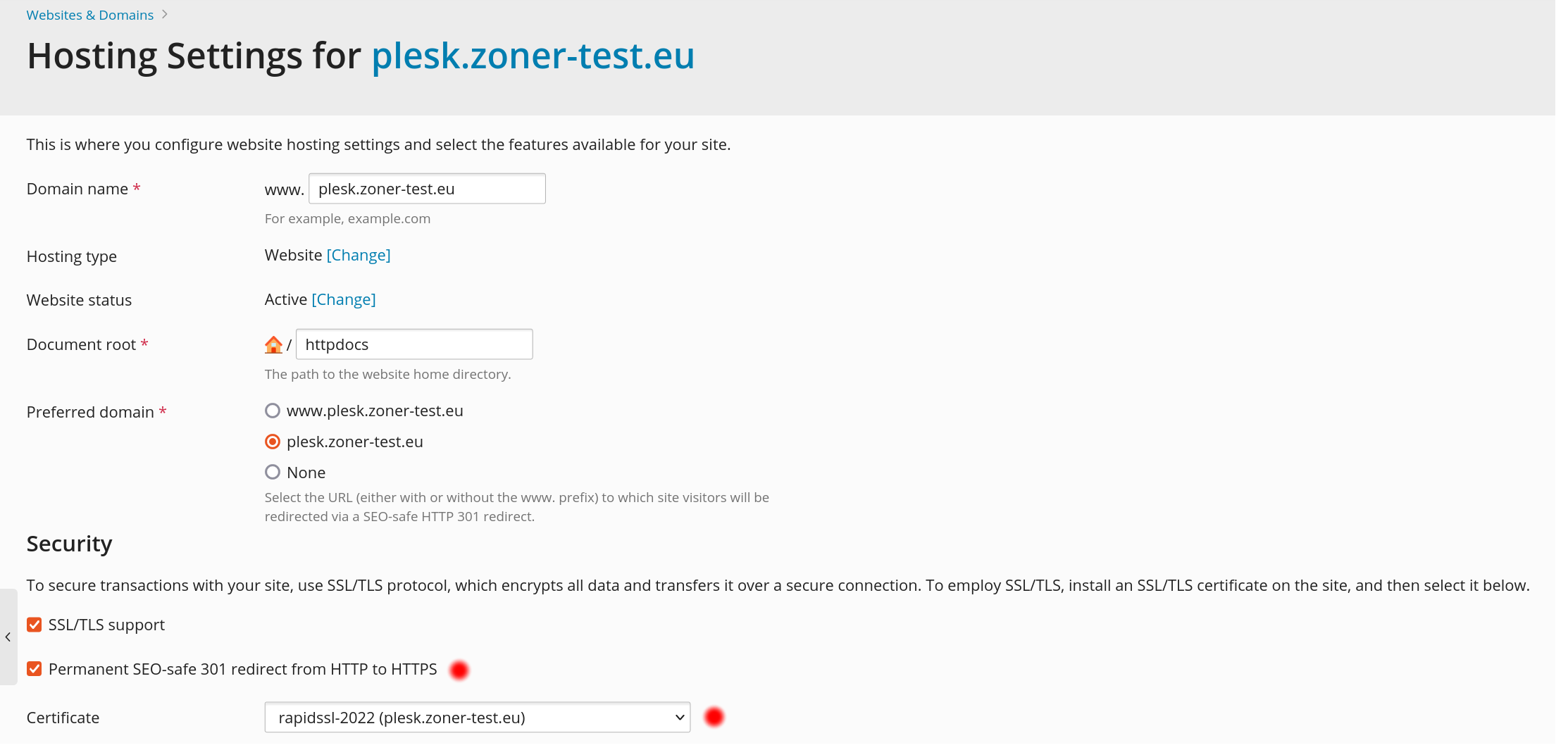 Zertifikat zur Domain zuordnen